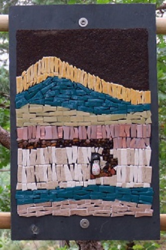 Tableau en mosaïque sur ardoise motif dune en Emaux de Briare Harmonie